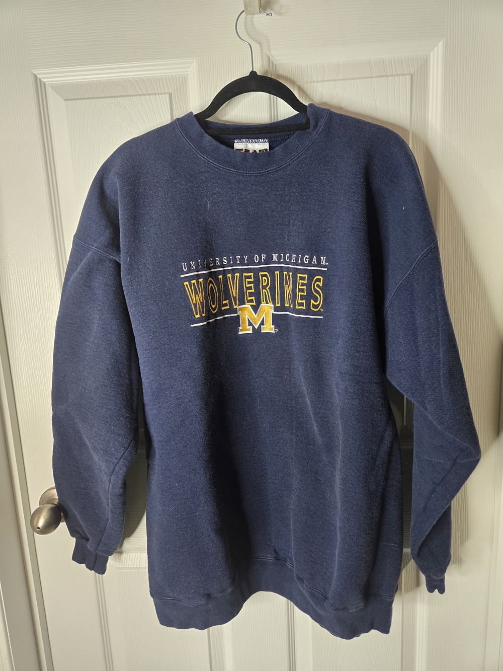 University of Michigan Wolverines Navy Blue Crewneck Sweatshirt Vintage 90's